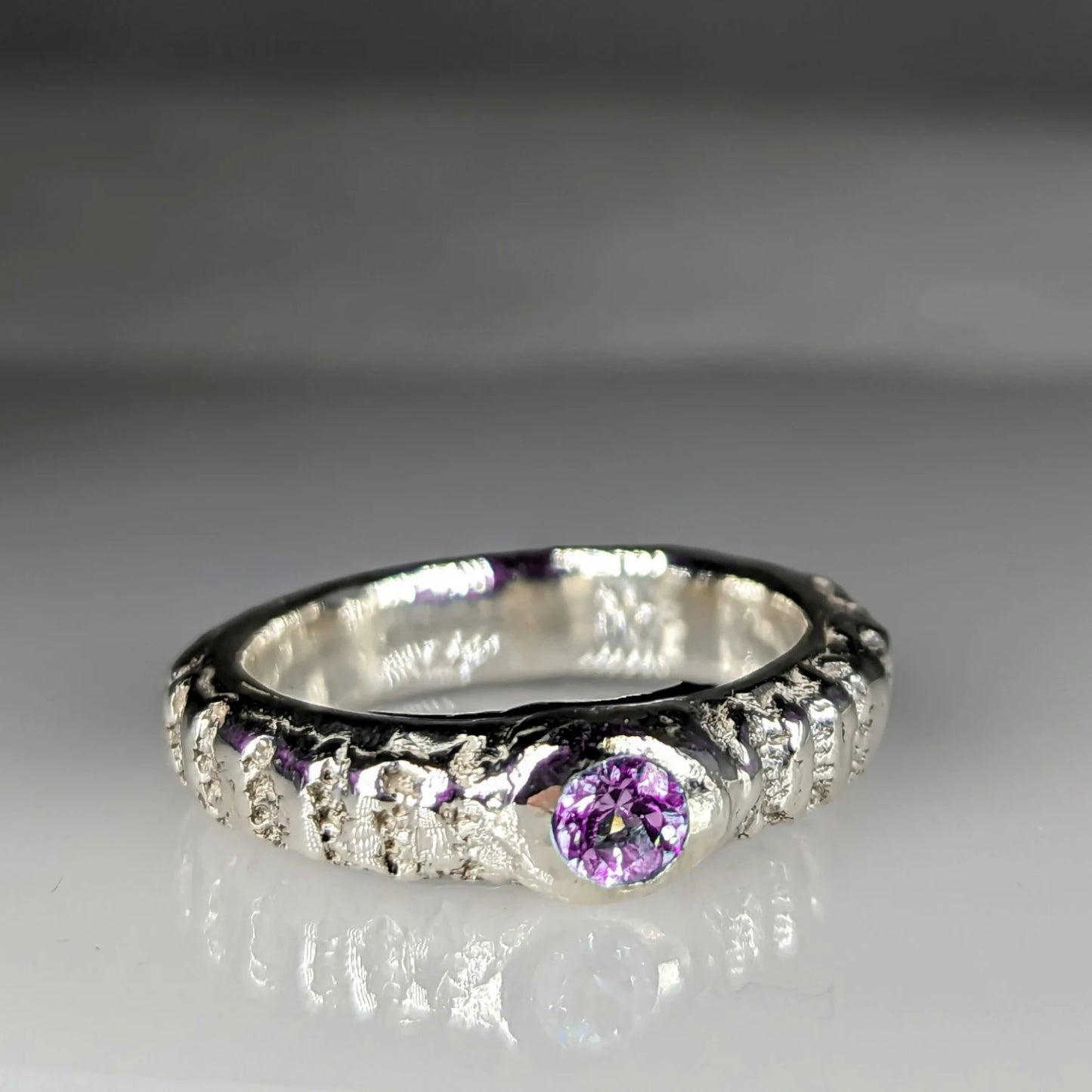 Stone Signature Ring with amethyst